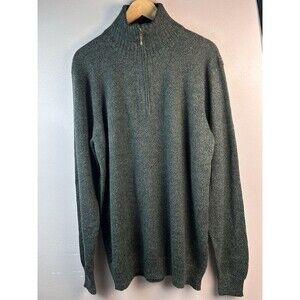 Peruvian Alpaca Collection M XL Green 1/4 Zip Mock Neck 100% Baby Alpaca Sweater